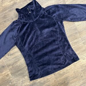 Obermeyer Velour 1/4 Zip‎ Pullover Women Size Large Blue Polyester (443)